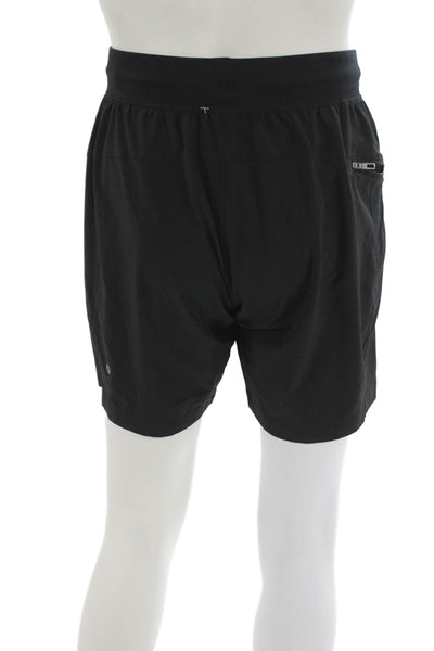Lululemon Unisex Adults Athletic Black Nylon Drawstring Shorts Size M