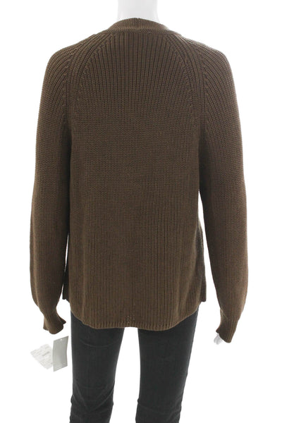 Hinson Wu Women Brown V-Neck Long Sleeve Cardigan 70% Cotton Size XL
