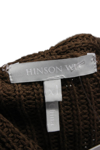 Hinson Wu Women Brown V-Neck Long Sleeve Cardigan 70% Cotton Size XL