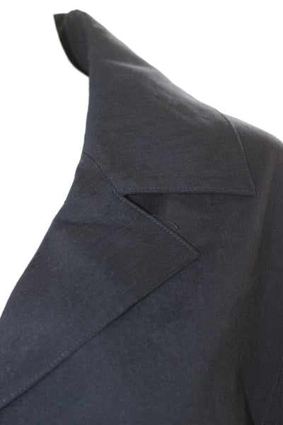 Estelle & Finn Womens Basic Jacket Blue Linen Blend Long Sleeve Button Size 16