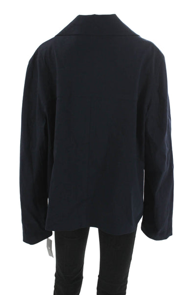 Estelle & Finn Womens Basic Jacket Blue Linen Blend Long Sleeve Button Size 16