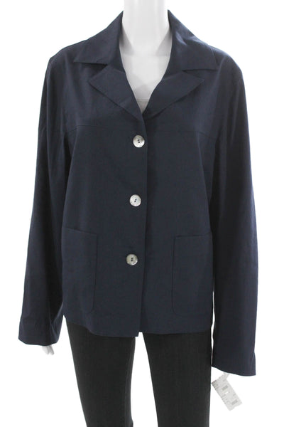 Estelle & Finn Womens Basic Jacket Blue Long Sleeve Linen Blend Size 12