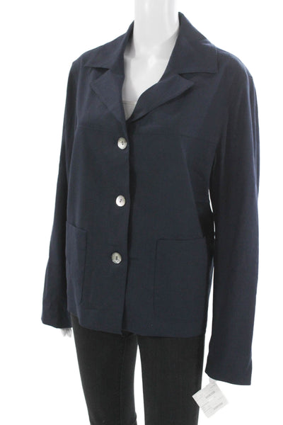 Estelle & Finn Womens Basic Jacket Blue Long Sleeve Linen Blend Size 12