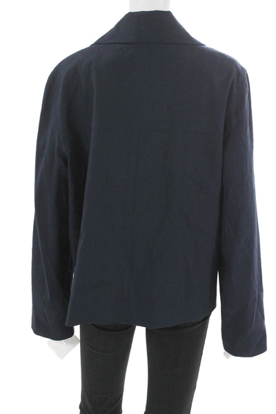 Estelle & Finn Womens Basic Jacket Blue Long Sleeve Linen Blend Size 12