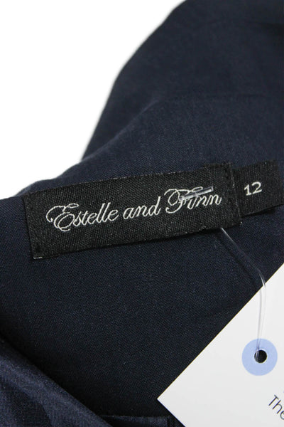 Estelle & Finn Womens Basic Jacket Blue Long Sleeve Linen Blend Size 12