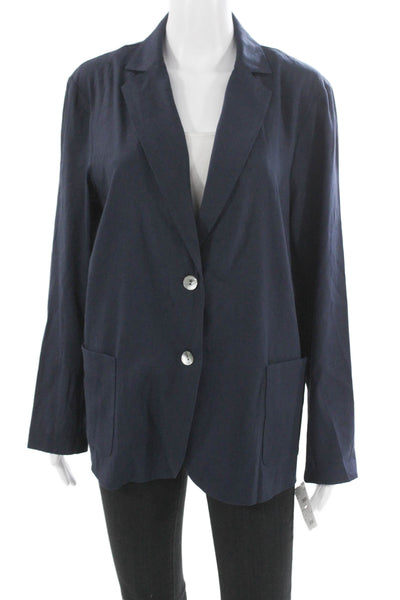 Estelle & Finn Women Blazer Blue Button Long Sleeve Linen Rayon Size 10