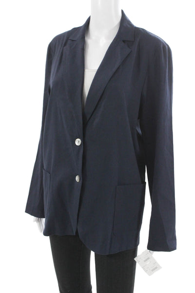 Estelle & Finn Women Blazer Blue Button Long Sleeve Linen Rayon Size 10