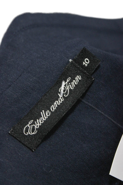 Estelle & Finn Women Blazer Blue Button Long Sleeve Linen Rayon Size 10