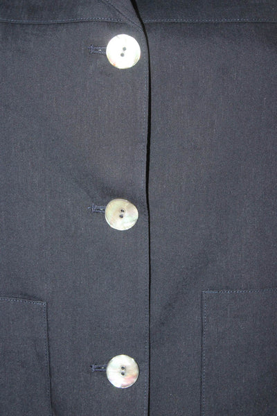 Estelle & Finn Womens Basic Jacket Blue Linen Button Long Sleeve Size 0
