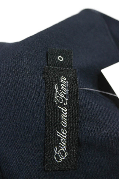 Estelle & Finn Womens Basic Jacket Blue Linen Button Long Sleeve Size 0