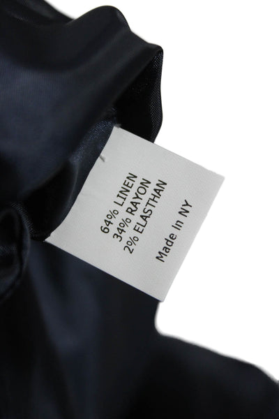 Estelle & Finn Womens Basic Jacket Blue Linen Button Long Sleeve Size 0