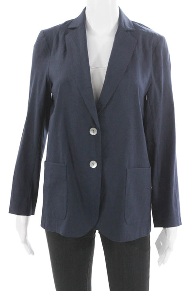 Estelle & Finn Women Blue Linen Blazer Long Sleeve Button Size 0