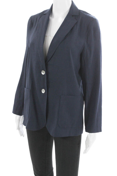 Estelle & Finn Women Blue Linen Blazer Long Sleeve Button Size 0