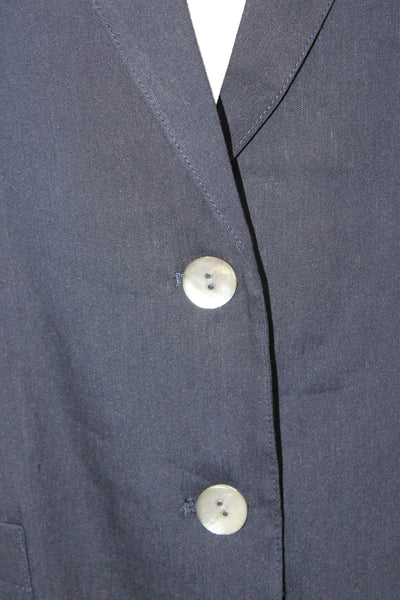 Estelle & Finn Women Blue Linen Blazer Long Sleeve Button Size 0