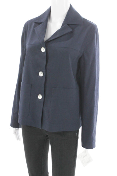 Estelle & Finn Women Basic Linen Jacket Blue Long Sleeve Button Size 2