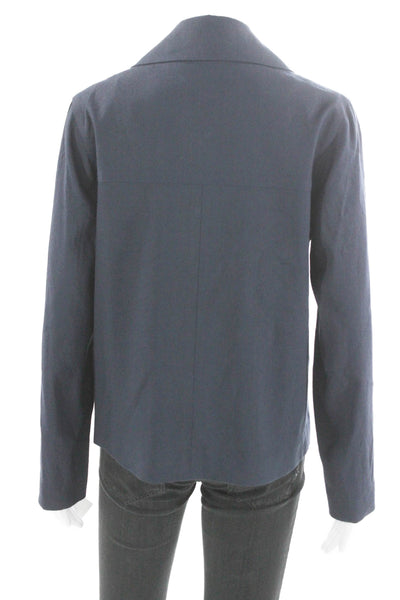Estelle & Finn Women Basic Linen Jacket Blue Long Sleeve Button Size 2