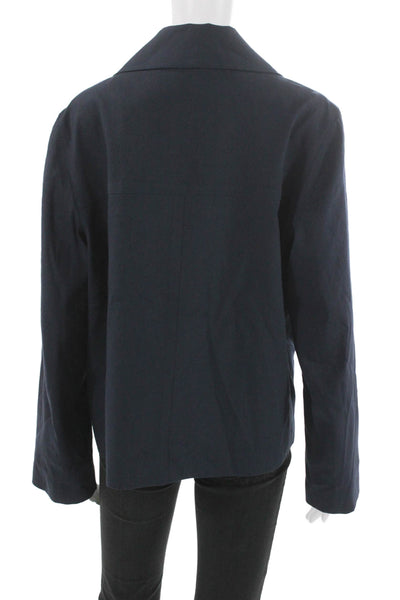 Estelle & Finn Womens Blue Linen Solid Button Long Sleeve Blazer Size 10