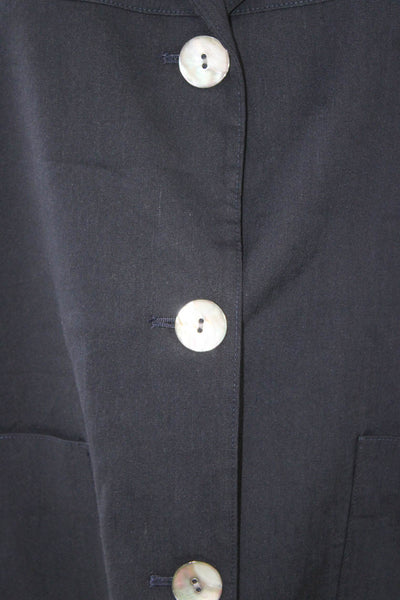 Estelle & Finn Womens Blue Linen Solid Button Long Sleeve Blazer Size 10