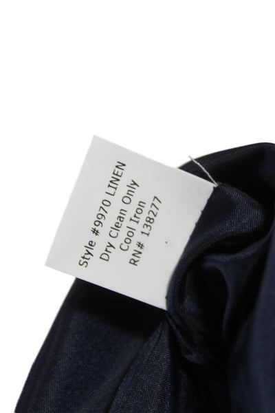 Estelle & Finn Womens Blue Linen Solid Button Long Sleeve Blazer Size 10