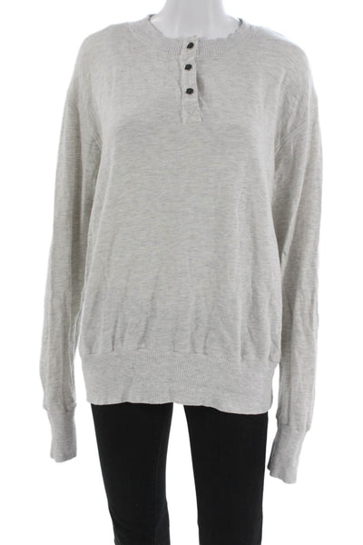 Monrow Womens Gray Long Sleeve Henley Basic T-Shirt 70% Rayon Size L