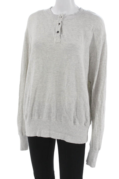 Monrow Womens Gray Long Sleeve Henley Basic T-Shirt 70% Rayon Size L