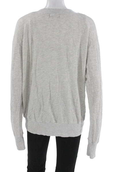 Monrow Womens Gray Long Sleeve Henley Basic T-Shirt 70% Rayon Size L