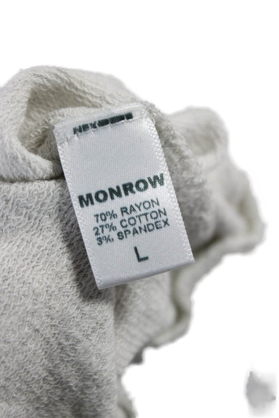 Monrow Womens Gray Long Sleeve Henley Basic T-Shirt 70% Rayon Size L
