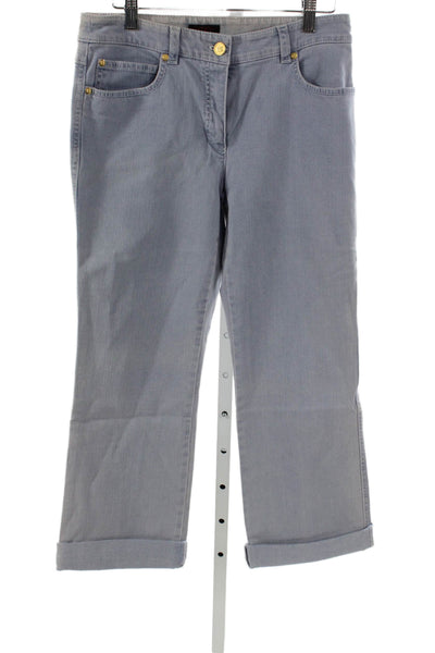 Escada Women Straight Jeans Gray Cotton Button Inseam 23in Size 36