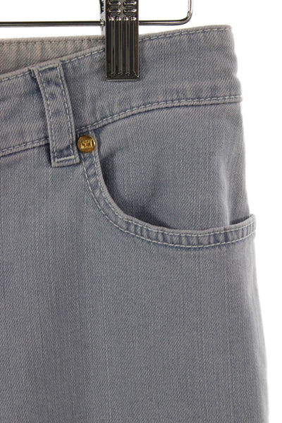 Escada Women Straight Jeans Gray Cotton Button Inseam 23in Size 36