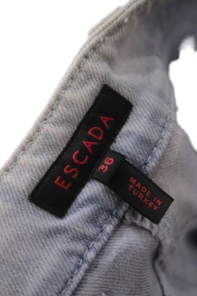 Escada Women Straight Jeans Gray Cotton Button Inseam 23in Size 36