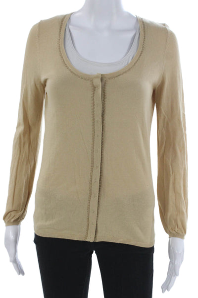 Tahari Women Cardigan Long Sleeve Cotton Beige Size S