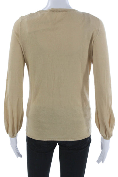Tahari Women Cardigan Long Sleeve Cotton Beige Size S