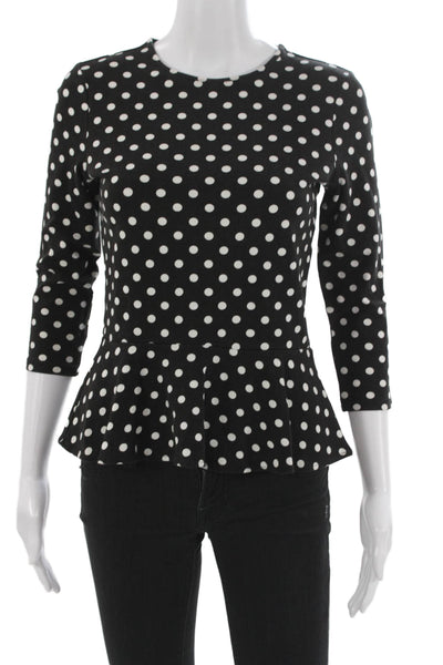 Lauren Ralph Lauren Women Black Polka Dot Blouse 3/4 Sleeve Size XS