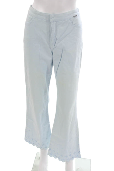 Escada Sport Womens Cropped Pants Blue Cotton Blend Button Closure Size 38