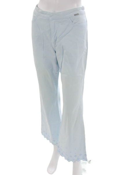 Escada Sport Womens Cropped Pants Blue Cotton Blend Button Closure Size 38