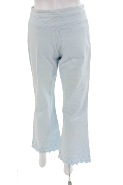 Escada Sport Womens Cropped Pants Blue Cotton Blend Button Closure Size 38