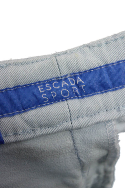 Escada Sport Womens Cropped Pants Blue Cotton Blend Button Closure Size 38