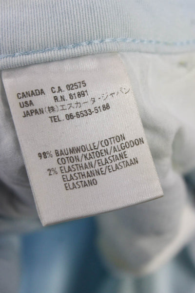 Escada Sport Womens Cropped Pants Blue Cotton Blend Button Closure Size 38