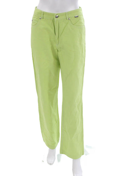 Escada Sport Womens Chino Pants Green Linen Button Size 36