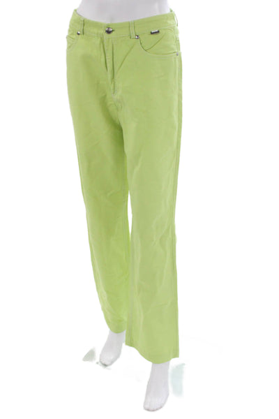 Escada Sport Womens Chino Pants Green Linen Button Size 36