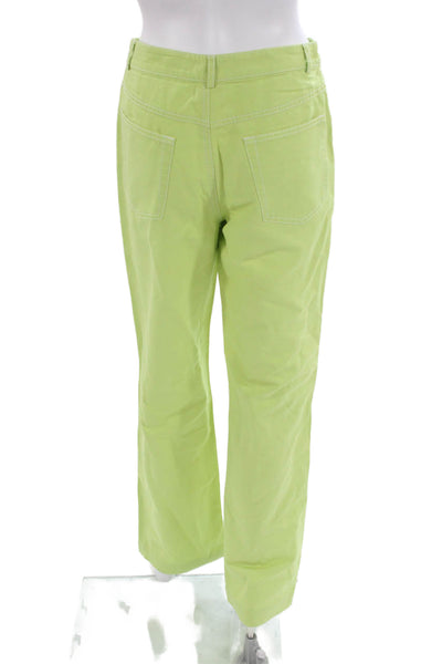 Escada Sport Womens Chino Pants Green Linen Button Size 36