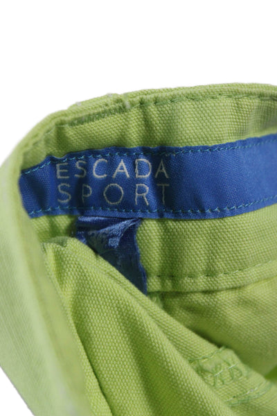 Escada Sport Womens Chino Pants Green Linen Button Size 36