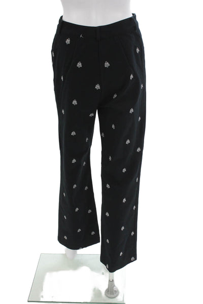 St. John Sport By Marie Gray Womens Black Animal Print Cropped Pants Size 8