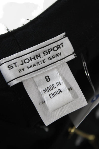 St. John Sport By Marie Gray Womens Black Animal Print Cropped Pants Size 8