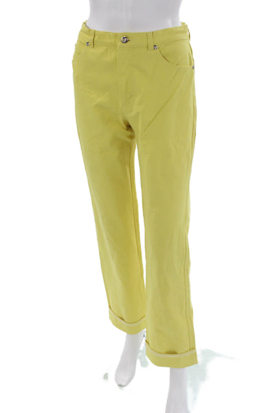 Escada Women Yellow Cotton Pants Button Inseam 28 Size 36