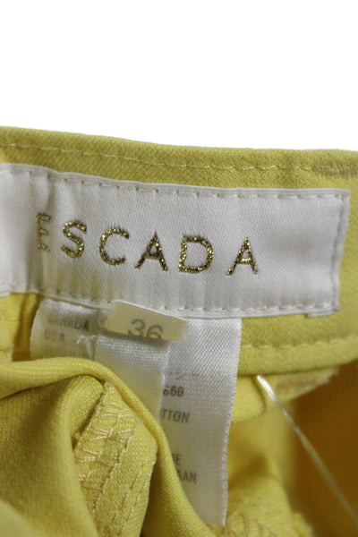 Escada Women Yellow Cotton Pants Button Inseam 28 Size 36