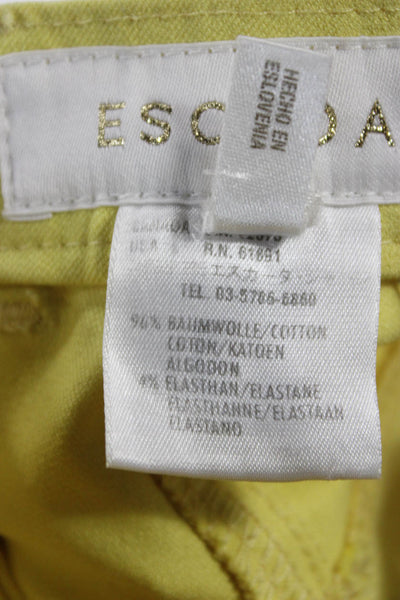Escada Women Yellow Cotton Pants Button Inseam 28 Size 36