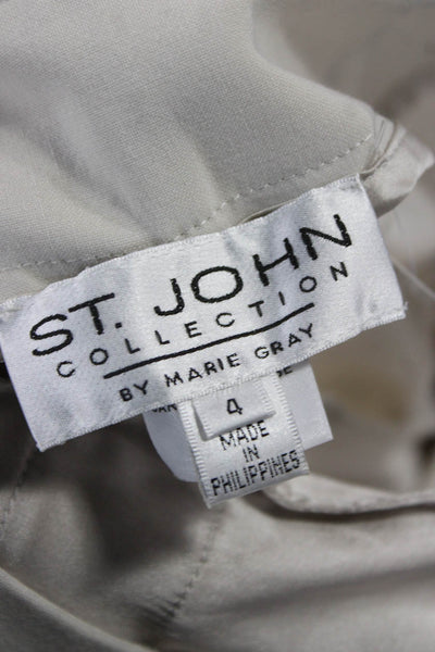 St. John Collection By Marie Gray Womens Dress Pants Beige Polyester Zip Size 4
