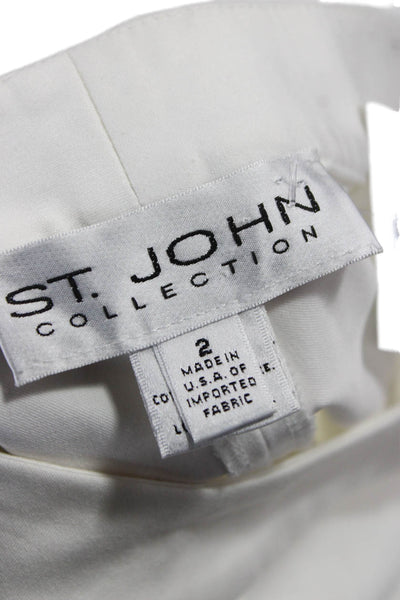 St. John Collection Womens Dress Pants White Polyester Blend Solid Zip Size 2