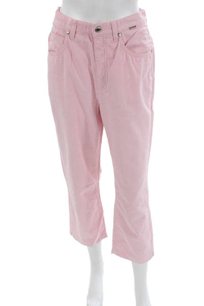 Escada Sport Womens Pink Cotton Capri Pants Button Closure Size 36